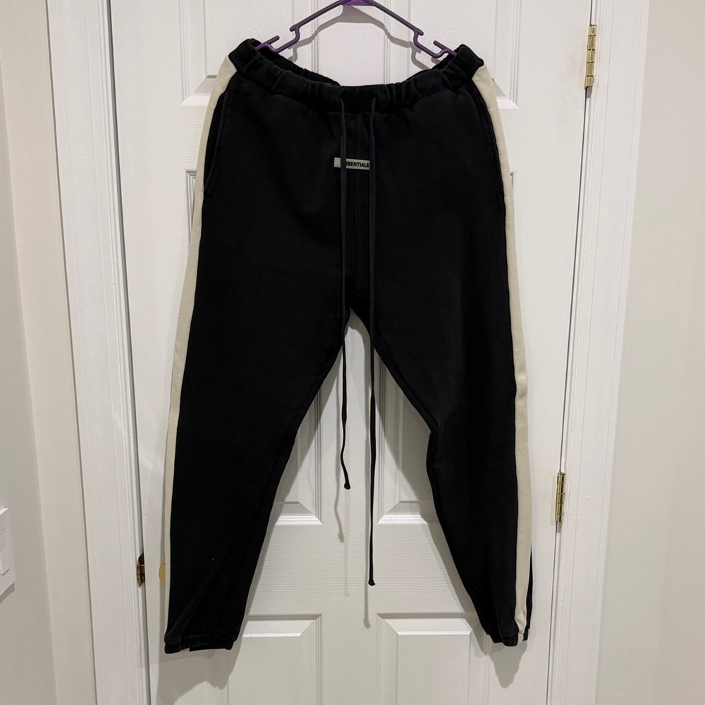 Essentials Black and Cream Joggers